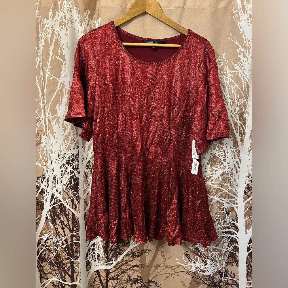 LuLaRoe Elegant XL Emma Sparkling Red Top